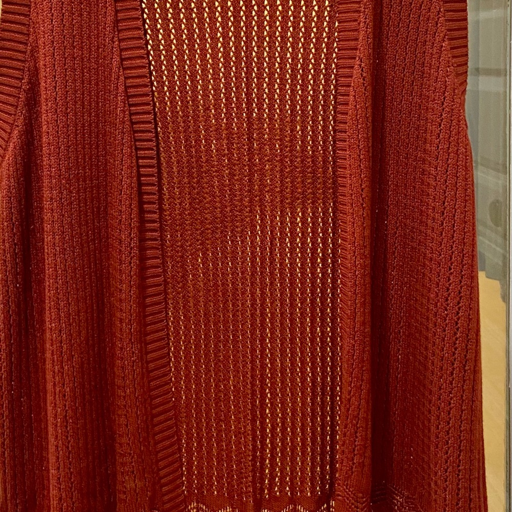 Chic Open-Knit Cardigan in Rich Red